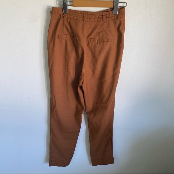 Frank and Oak Women High-Rise Belted Pants in Terracotta / Rust Brown • sz US 2 - Picture 6 of 10